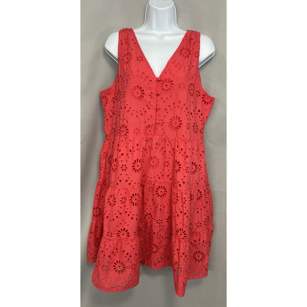 Time And True Women's Eyelet Dress Sz Large Orange Red